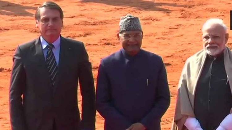 Brazilian President Jair Messias Bolsonaro welcomed by PM Narendra Modi, President Ram Nath Kovind at Rashtrapati Bhawan, receives ceremonial honour